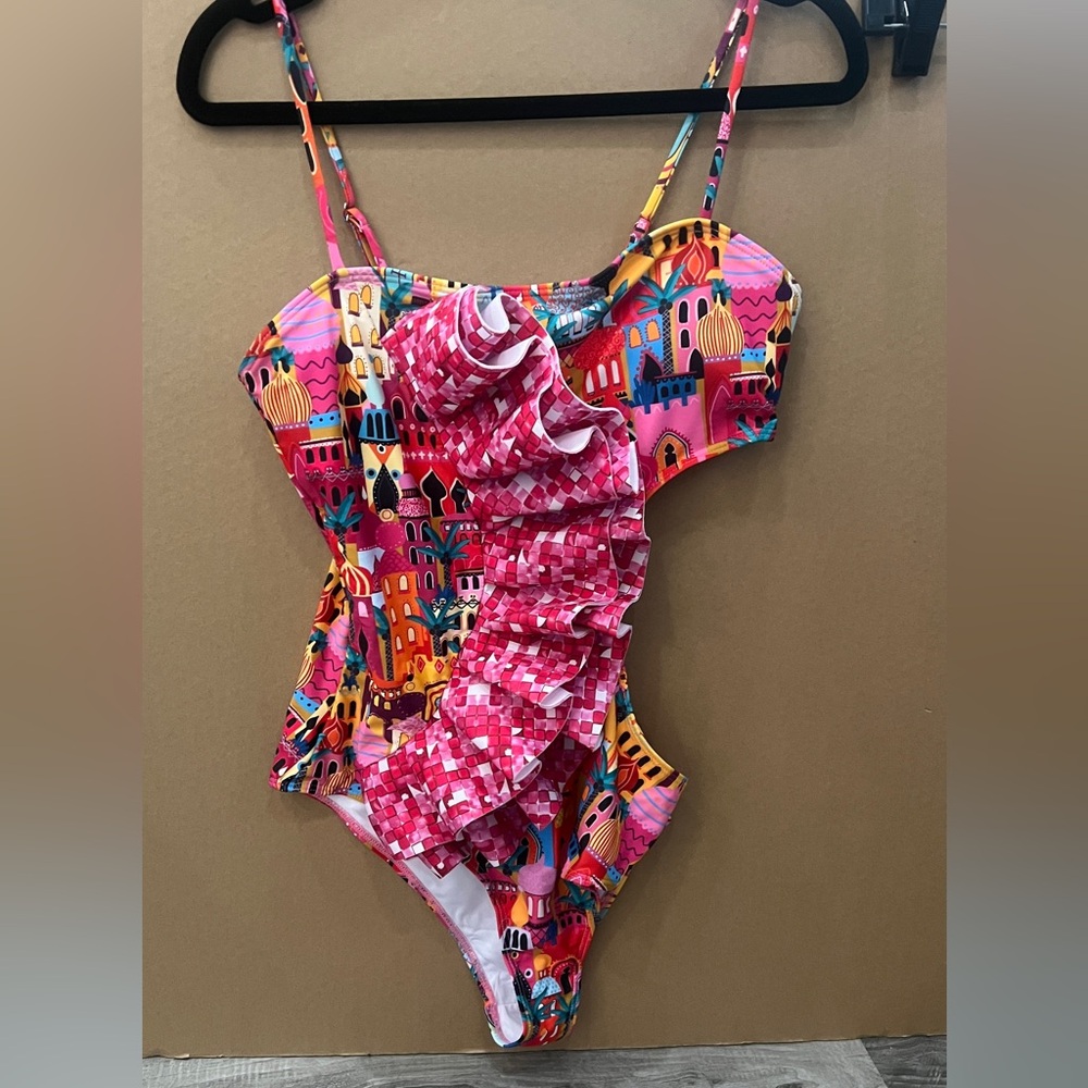Colorful Ruffled One-Piece Swimsuit